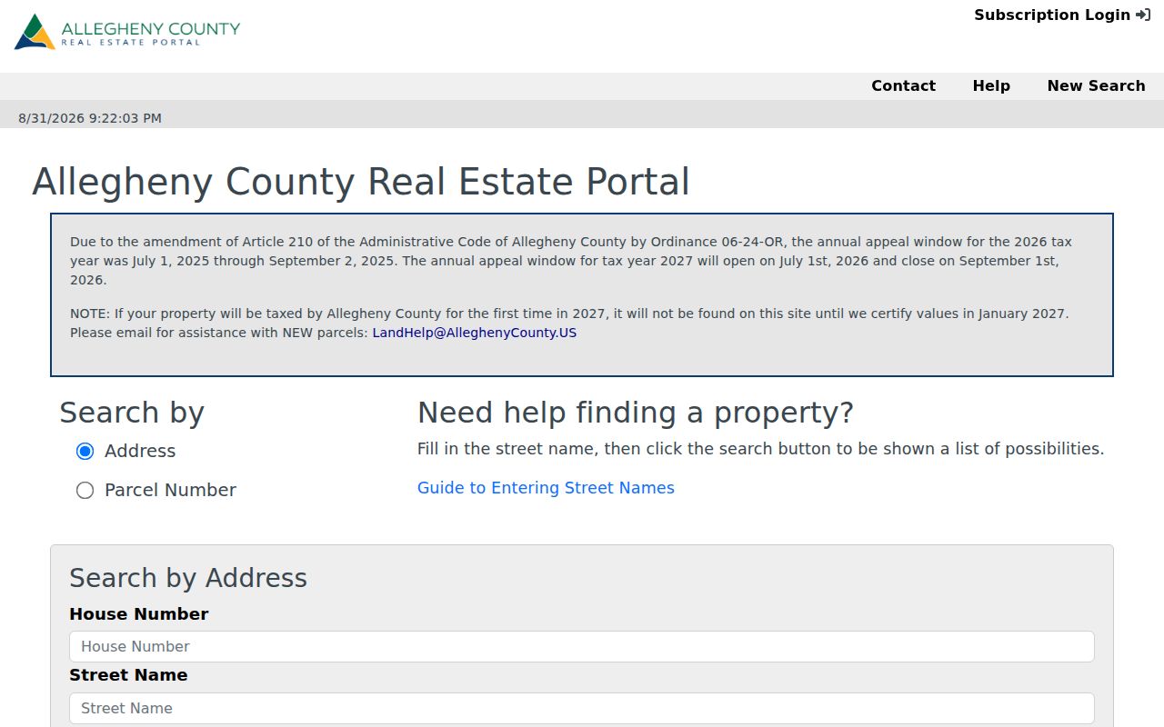 Upper St. Clair Township residents directory county parcel search screen