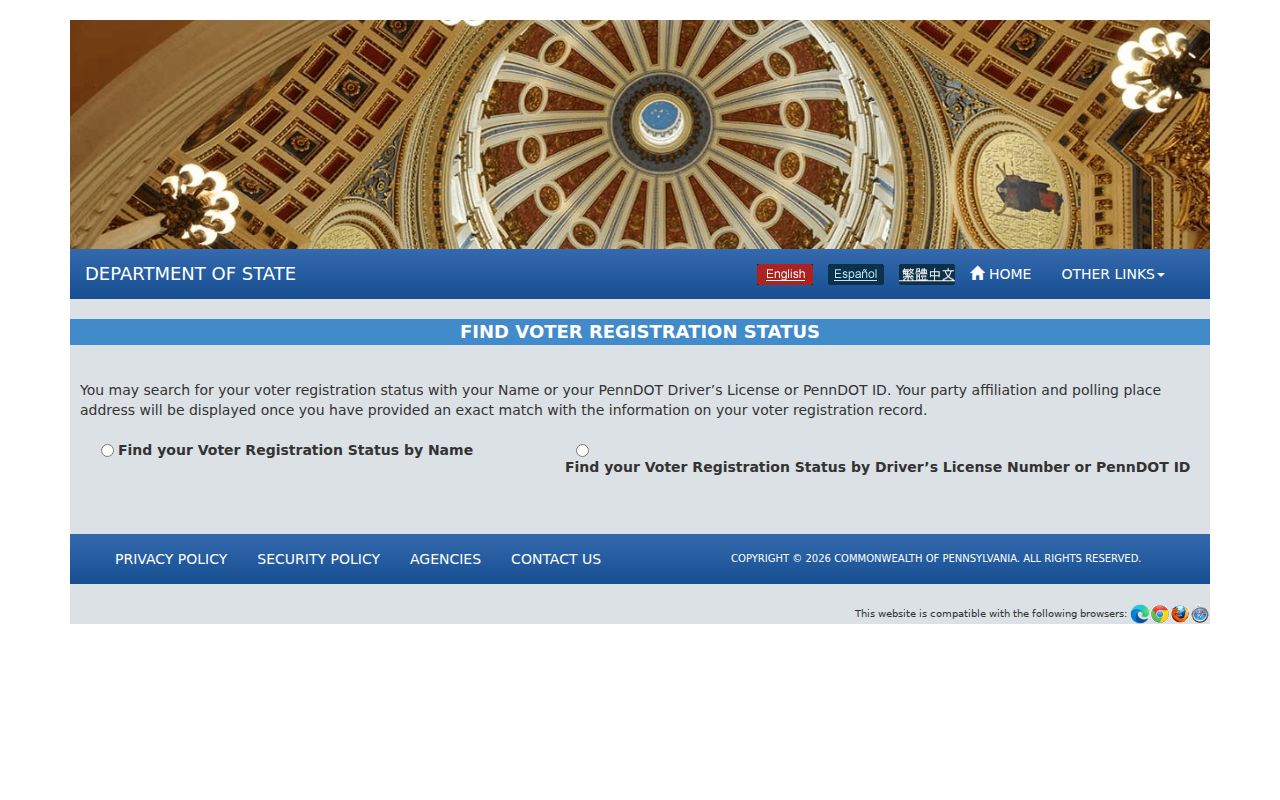 Upper St. Clair Township residents directory voter registration status page